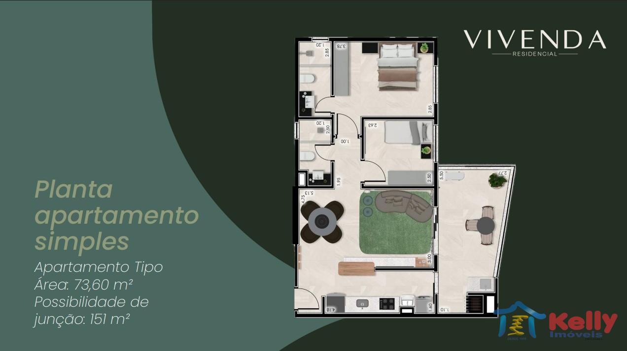 Apartamento, 2 quartos, 73 m² - Foto 2